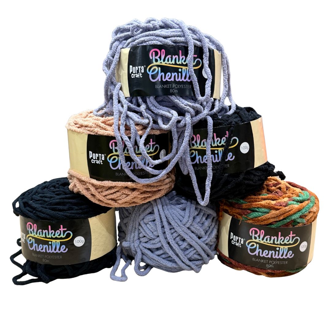 DUSTY Chenille Blanket Yarn 100g Moody Tones 6pk Mixed Bundle