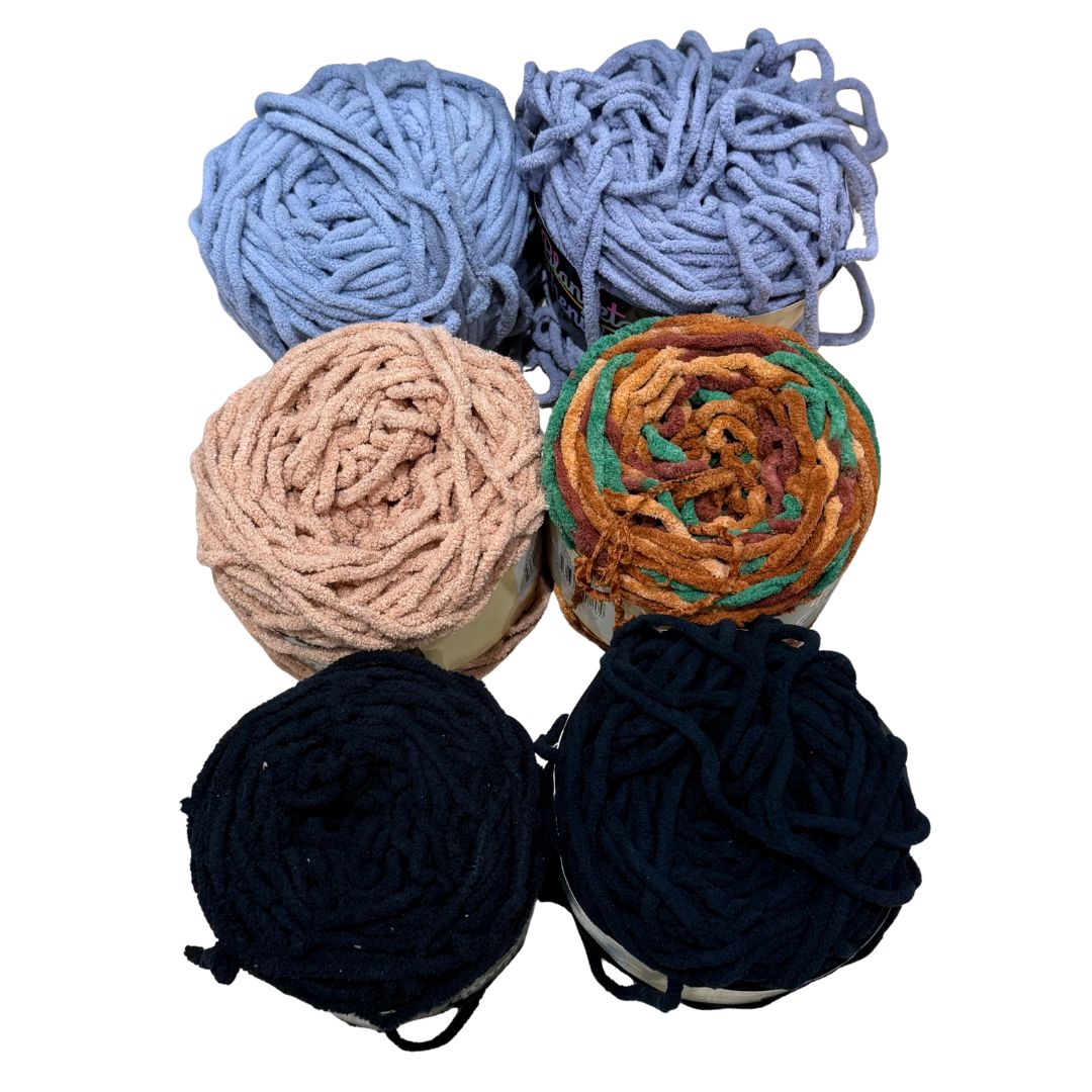 DUSTY Chenille Blanket Yarn 100g Moody Tones 6pk Mixed Bundle