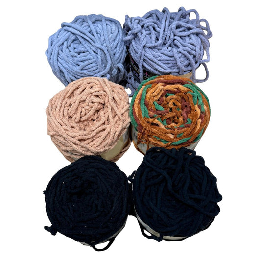 DUSTY Chenille Blanket Yarn 100g Moody Tones 6pk Mixed Bundle