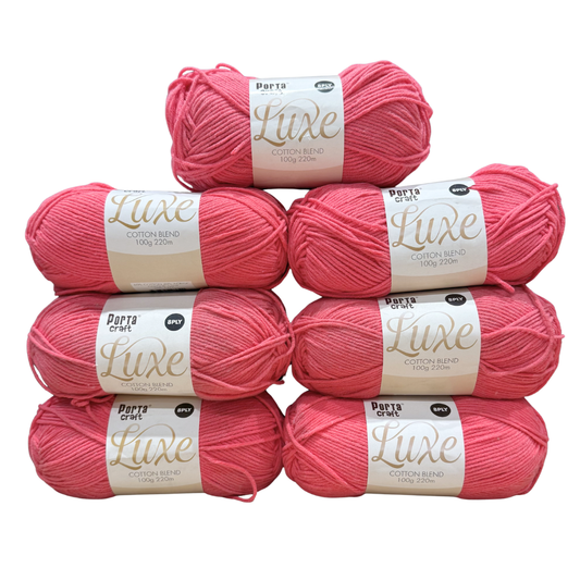 DUSTY Luxe Cotton Blend 100g 220m 8ply Coral 7pk Bundle