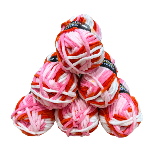 LAST CHANCE Fine Chenille Blanket Yarn 100g 65m Multi Peach 6pk Bundle