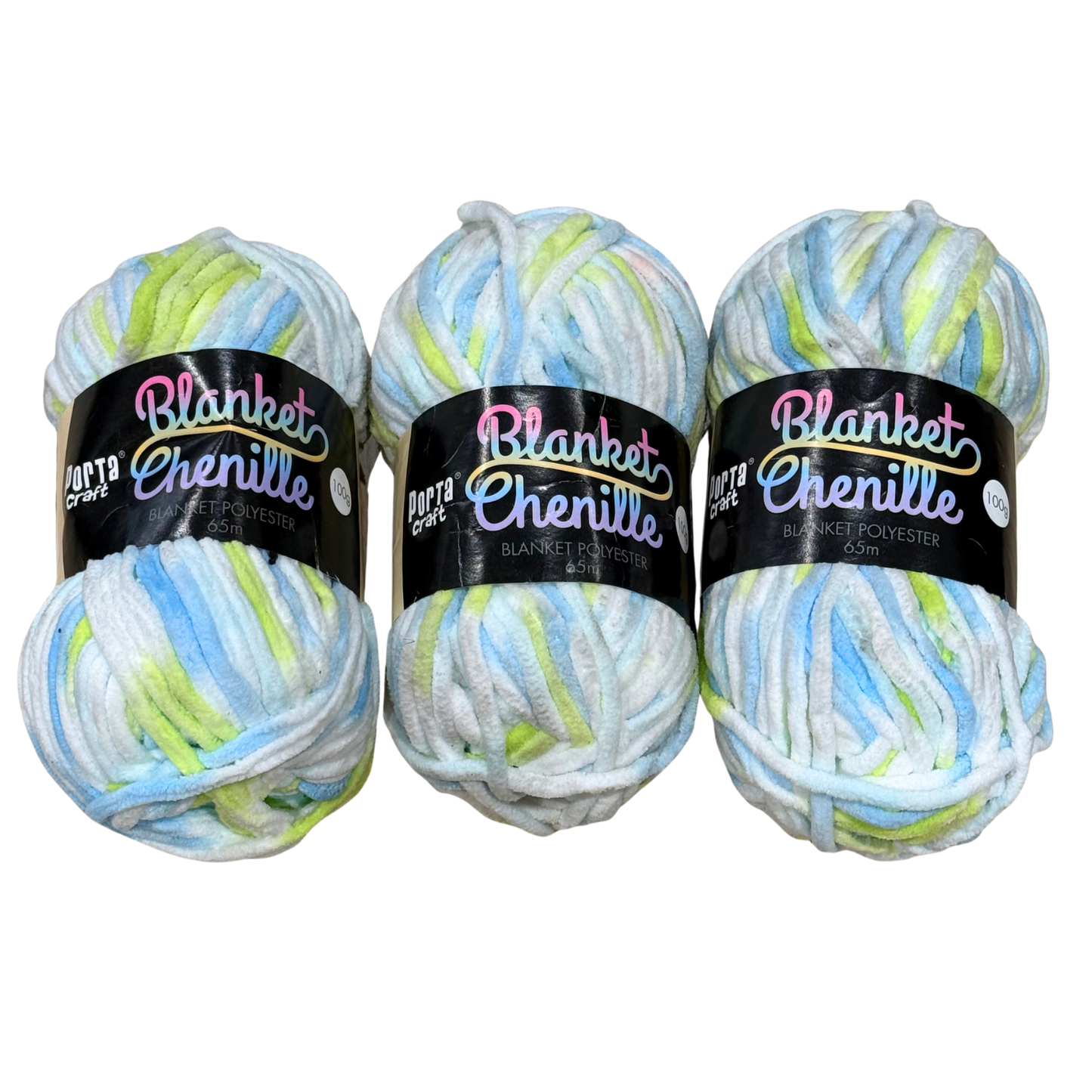 DUSTY Fine Chenille Blanket Yarn 100g 65m Multi Beach Dune 3pk Bundle