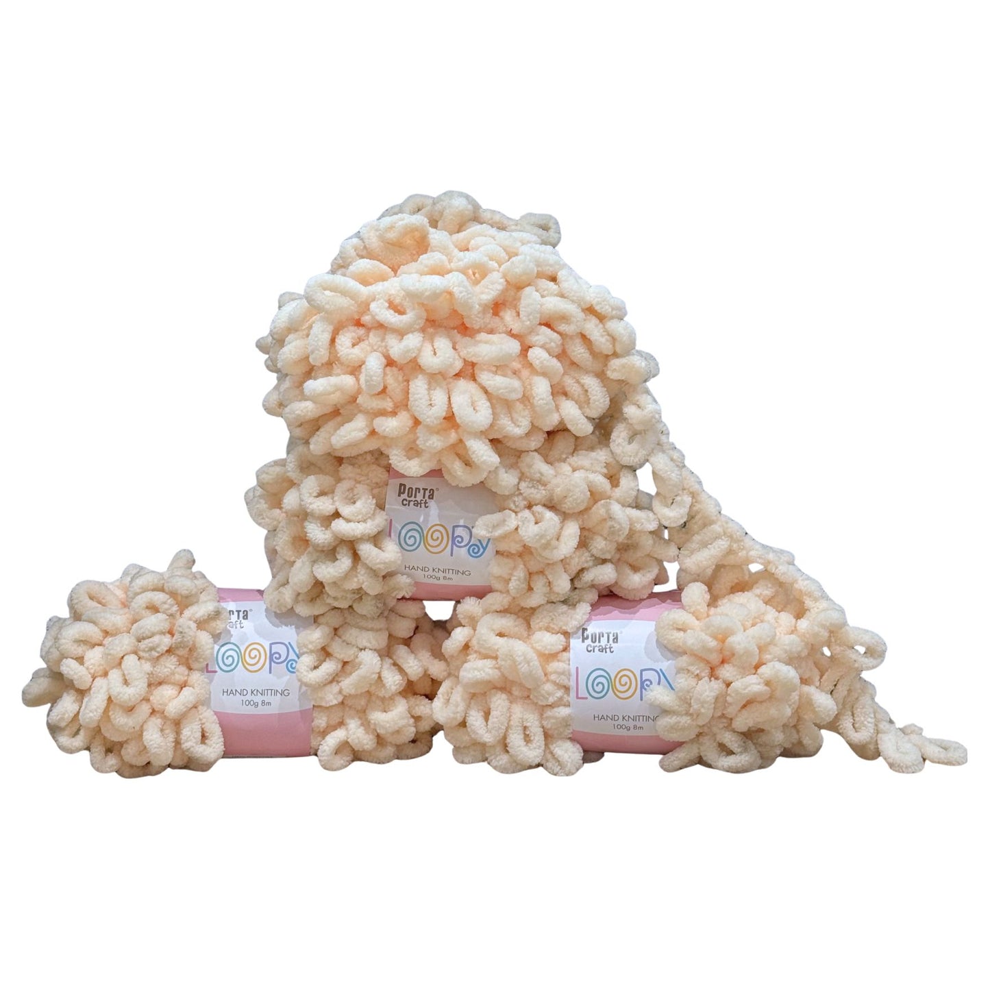 DUSTY Loopy Yarn 100g 8m Cream 4pk Bundle