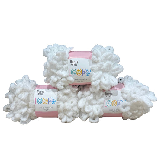 DUSTY Loopy Yarn 100g 8m White 3pk Bundle