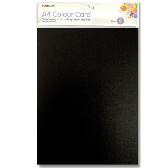 A4 Card 220gsm 6pk - Black