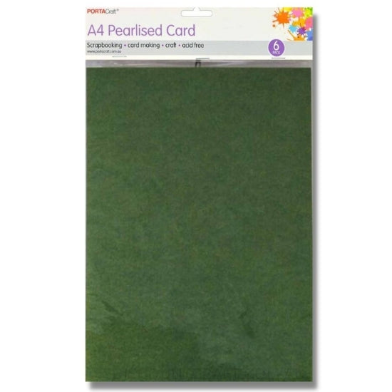 Pearlised Card Heavy Weight A4 250gsm 6pk - Dark Green