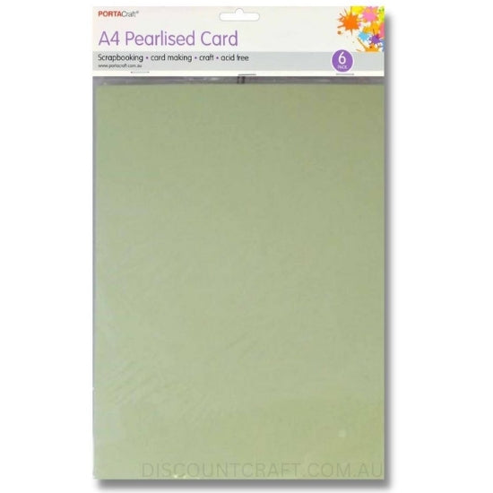 Pearlised Card Heavy Weight A4 250gsm 6pk - Mint