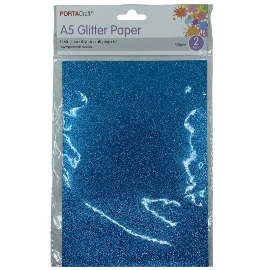 A5 Glitter Paper 300gsm 2pk - Blue