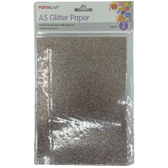 A5 Glitter Paper 300gsm 2pk - Rainbow