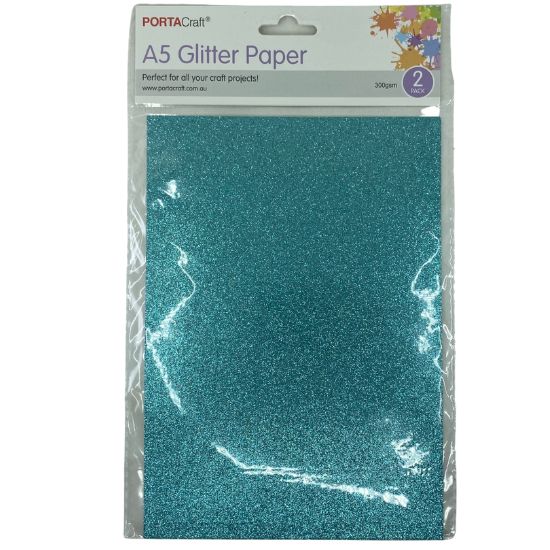 A5 Glitter Paper 300gsm 2pk - Teal