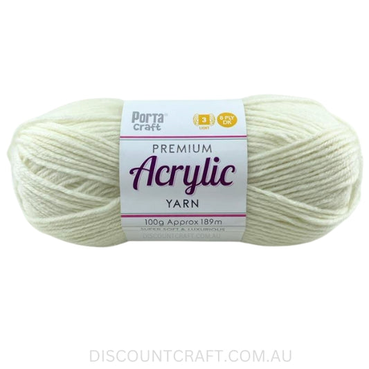 Acrylic Yarn 100g 189m 8ply - Cream