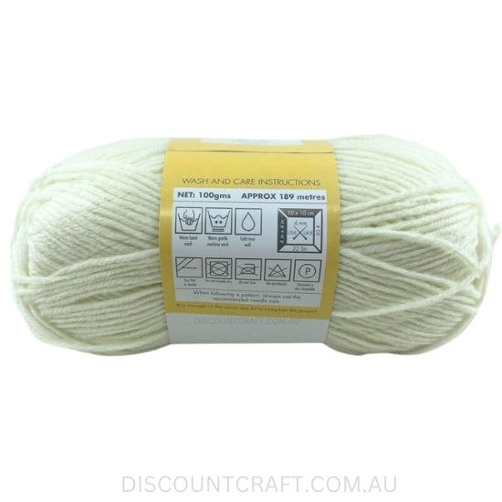 Acrylic Yarn 100g 189m 8ply - Cream