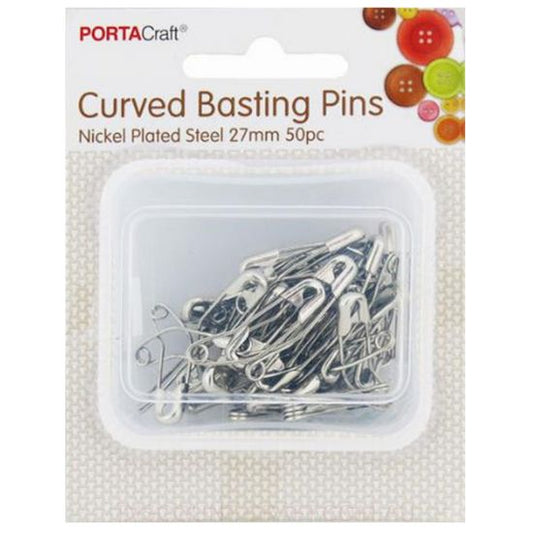 Curved Basting Pins Nickel Plated Steel - 27mm 50pk