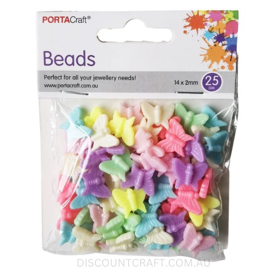 Pastel Butterfly Beads 16x13mm 25g