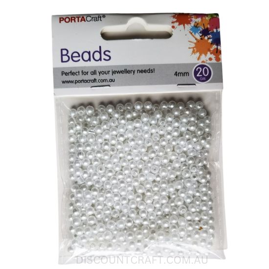 Round Pearl White Beads 4mm 20g
