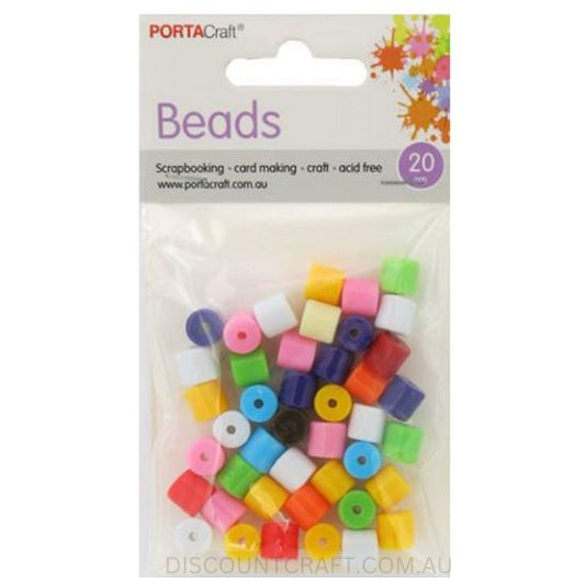 Cylinder Beads 7mm - Solid Multicolour 20g