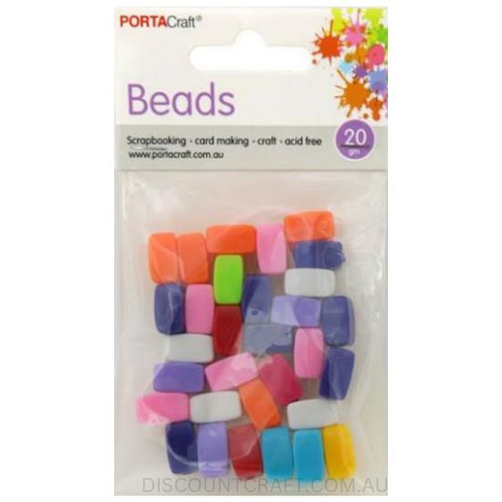 Rectangle Beeds Rectangular Beads 7mm x 12mm - Solid Colours 20g - Discount Craft