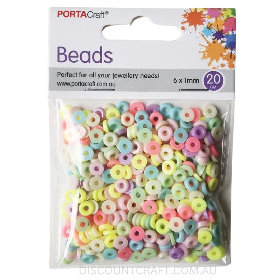 Flat Beads 1mm x 6mm 20g - Pastel