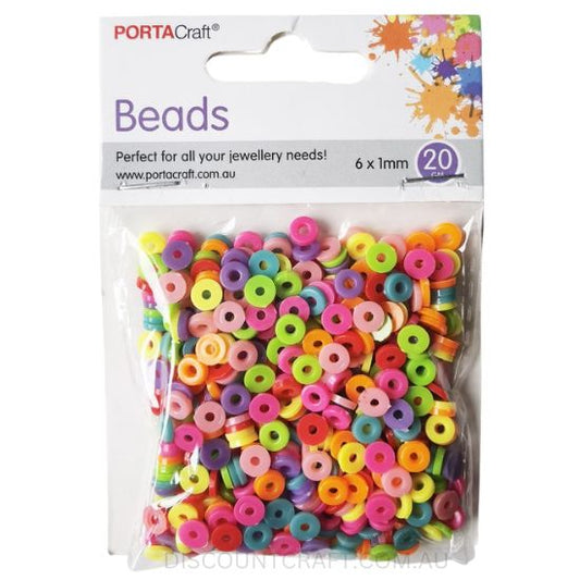 Flat Beads 1mm x 6mm 20g - Solid Colours