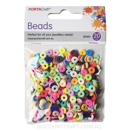 Flat Beads 1mm x 6mm 300pk (20g) - Multicolour