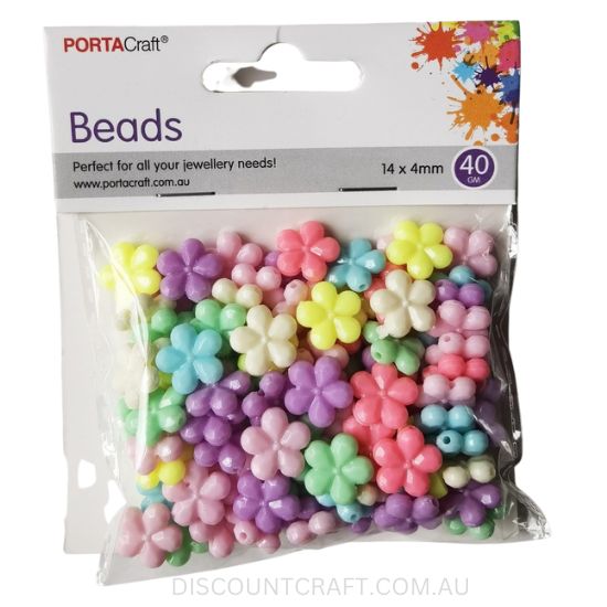 Pastel Flower Beads 14mm x 14mm 40g