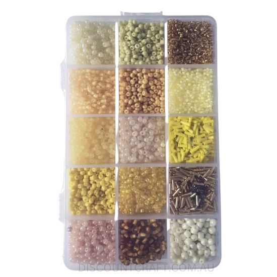 Glass Beads in Clear Case 15 Assorted 150g