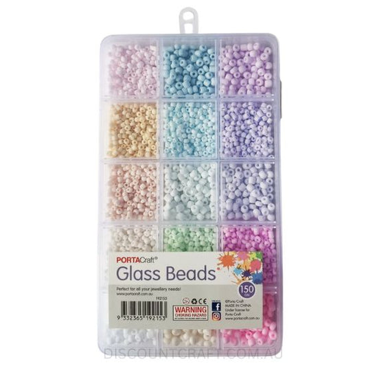 Pastel Glass Beads in Clear Case 150g