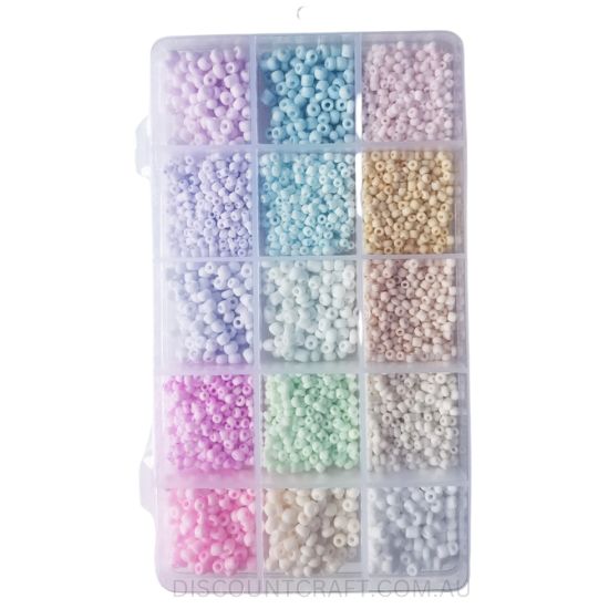 Pastel Glass Beads in Clear Case 150g