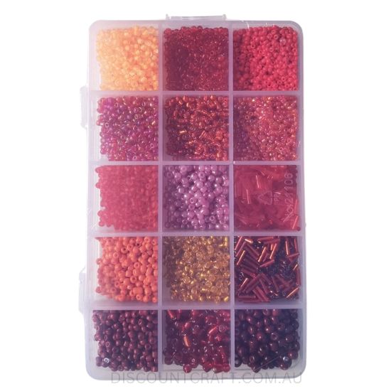 Glass Beads in Clear Case 15 Assorted 150g