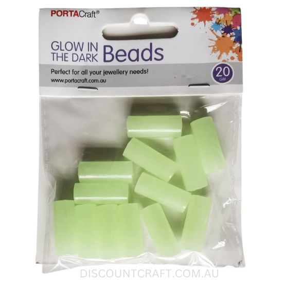 Glow in the Dark Cylinder Beads Large 20g