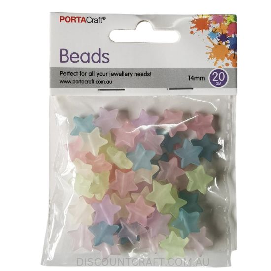 Jelly Star Beads 14mm 20g - Multicolour