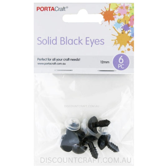 Black Safety Eyes 12mm 6pk