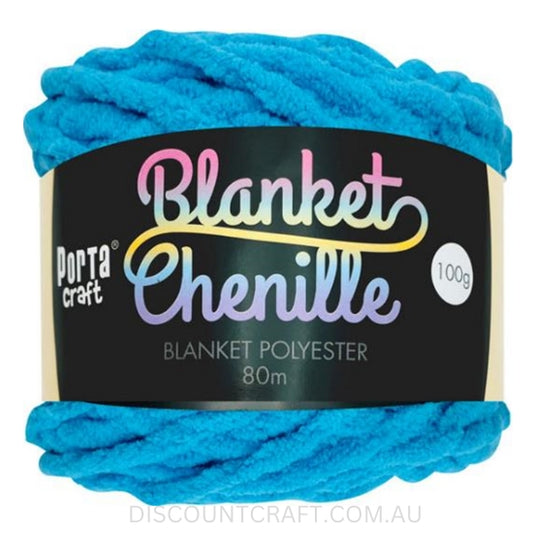 Chenille Blanket Yarn 100g 80m 12ply - Hot Blue