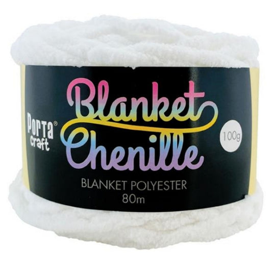 Chenille Blanket Yarn 100g 80m 12ply - Pure White