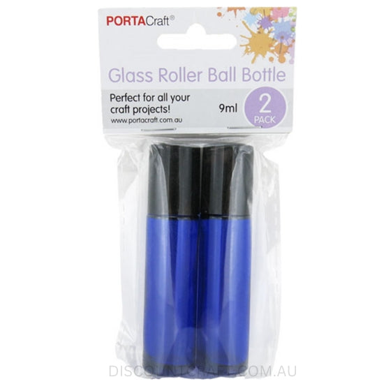 Blue Glass Rollerball Bottle 9ml 2pk