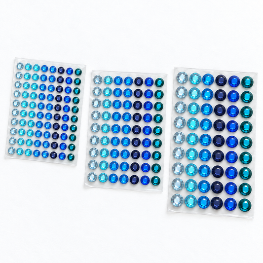 Rhinestones Multi Pack in 8,10,12mm 197pk - Blues
