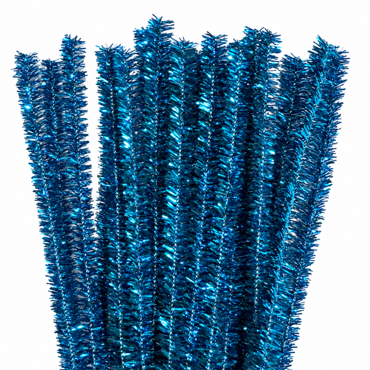 Chenille Stems Tinsel 6mm 24pk - Light Blue