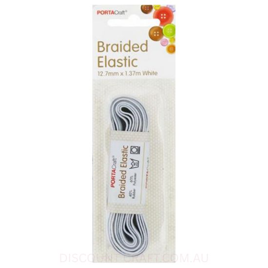 Braided Elastic 12.7mm x 1.37m - White