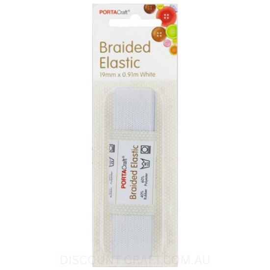 Braided Elastic 19mm x 0.91m - White