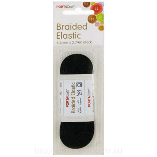 Braided Elastic 6.3mm x 2.7m - Black