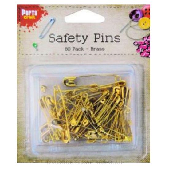 Brass Safety Pins - Assorted Sizes 80pk