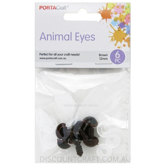 Brown Safety Eyes 12mm 6pk