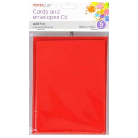Card & Envelope C6 6pk - Bright Red