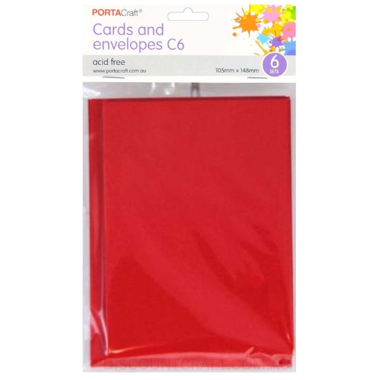 C6 Cards and Envelopes Set in Crimson Red colour