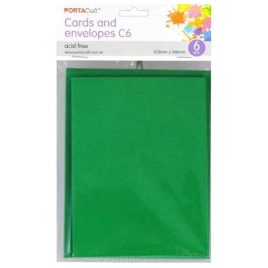 C6 Cards and Envelopes Set in Dark Green Colour