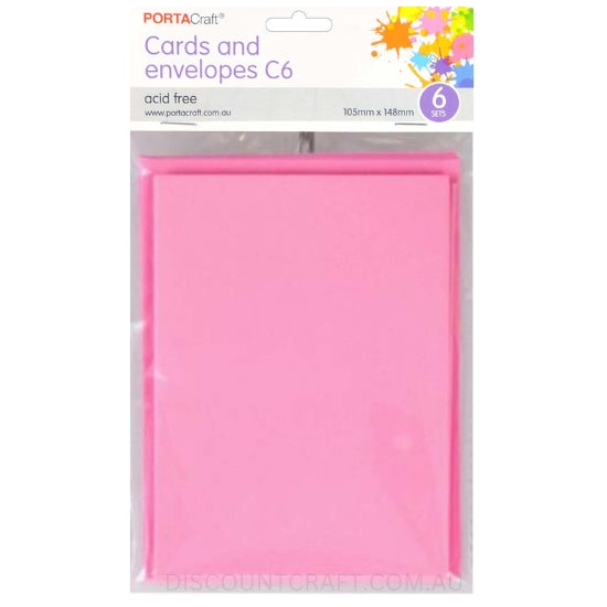 C6 Cards & Envelope Set in the colour Hot Pink