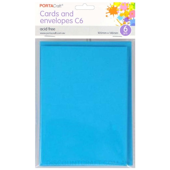 Card & Envelope C6 6pk - Light Blue