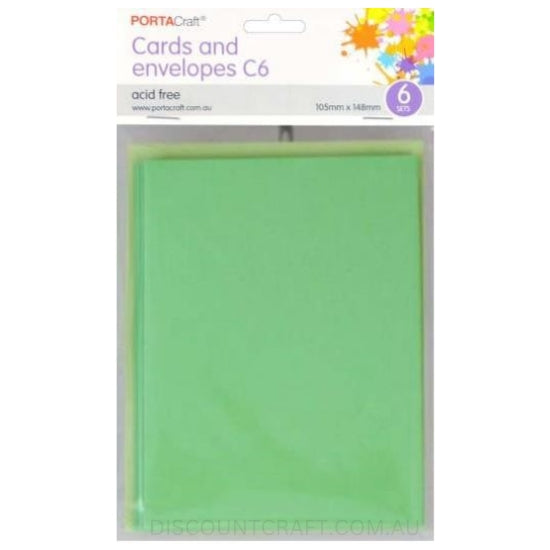 C6 Cards and Envelopes Pack Mint Green Colour