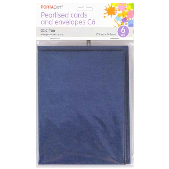 Pearlised C6 Cards and Envelopes Set in Denim Colour