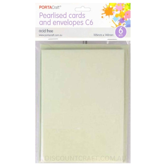 Pearlised Card & Envelope C6 6pk - Mint